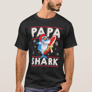 T-shirt Papa Shark Santa Christmas Family Matching Pajamas