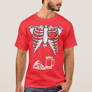 T-shirt Papa Skeleton Halloween Bière Pizza Drôle Grossess