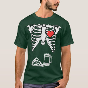 T-shirt Papa Skeleton Halloween Bière Pizza Drôle Grossess