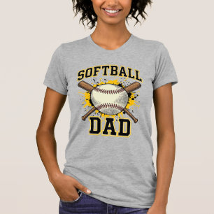 T-shirt Papa Softball Vintage Varsity Batteurs Croisés Des