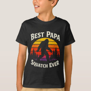 T-shirt Papa squatch vintage rétro coucher de soleil bigfo