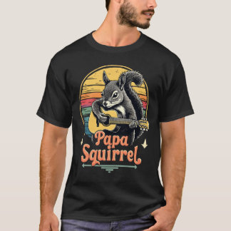T-shirt Papa Squirrel Jouer de la guitare - Retro Music De