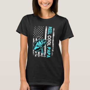 T-shirt Papa Super Cool Drapeau USA Pêche Fête des Pères