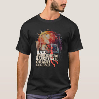 T-shirt Papa Superhero Basketball entraîneur Legend Premiu