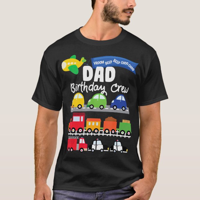 T-shirt Papa Transport Anniversaire Avion Cars incendie (Devant)