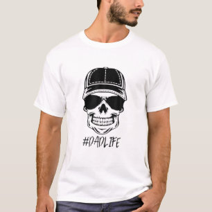 T-shirt Papa Vie Crâne Lunettes de soleil Fête des pères M