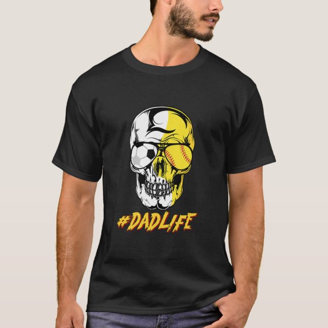 T-shirt Papa vie Crâne sucre pour le football softball (Devant)