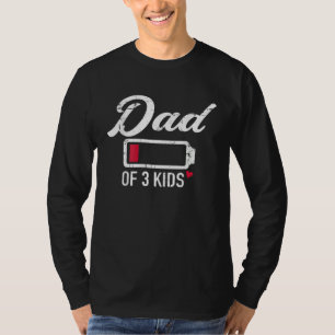 T-shirt Papa vintage de 3 enfants batterie faible