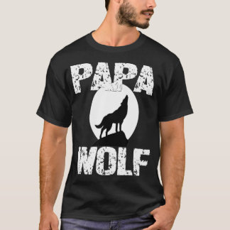 T-shirt Papa Wolf Matching Famille Tribus Loups Lune Papa
