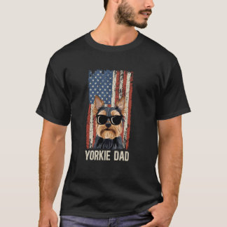 T-shirt Papa Yorkie D'un Père Yorkie Drapeau États-Unis Yo