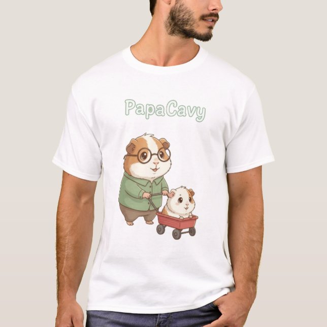 T-shirt PapaCavy - Jolie Guinée Cochon Papa Tee Fête du Pè (Devant)