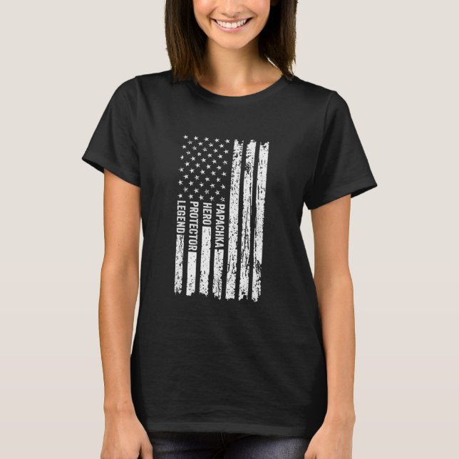 T-shirt Papachka Protector Hero Legend American Flag (Devant)