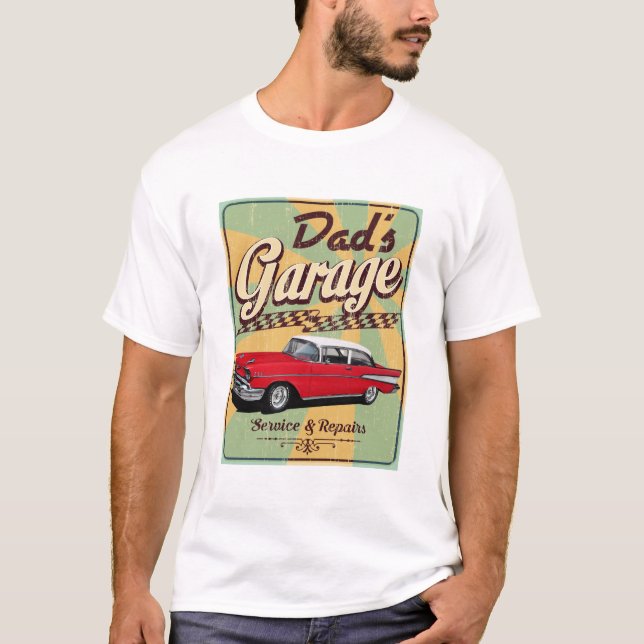 T-shirt Papa's Retro Bel Air Garage (Devant)