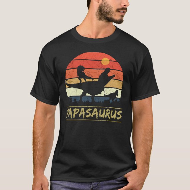 T-shirt Papasaurus - Rétro (Devant)