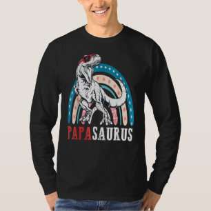 T-shirt Papasaurus Rex Dinosaur Papa Saurus Arc-en-ciel Pè