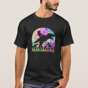 T-shirt Papasaurus - Vintage Retro Tie Dye Sunset Père O