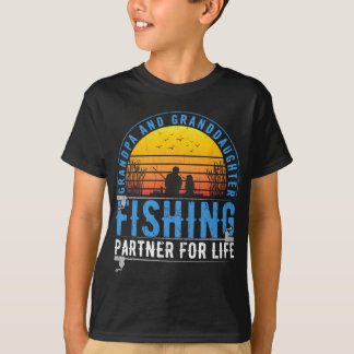 T-shirt Papi et petite-fille compagnons de pêche pour la v