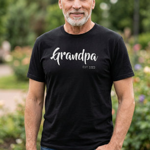 T-shirt Papi établi noir blanc écriture