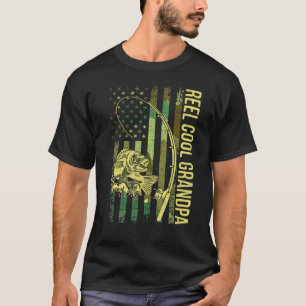 T-shirt Papi Très Cool Homme Drapéau Américain Pêcheur Bob