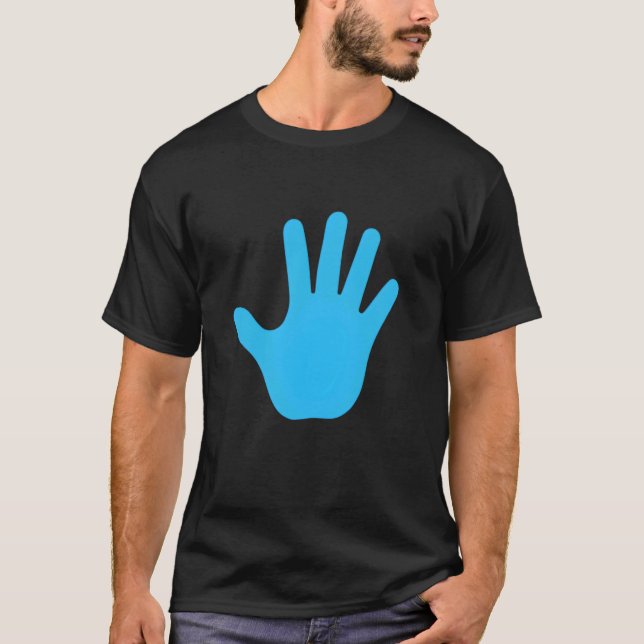 T-shirt Papier main bleue main impression amusante (Devant)
