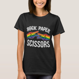 T-shirt Papier-Pierre-Ciseaux-Lesbienne-Arc-En-Ciel