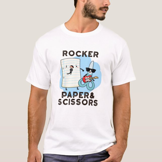 T-shirt Papier Rocker Et Ciseaux Drôle Jeu Pun (Devant)