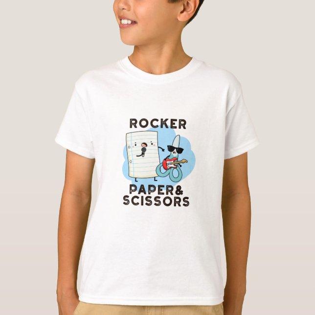 T-shirt Papier Rocker Et Ciseaux Drôle Jeu Pun (Devant)