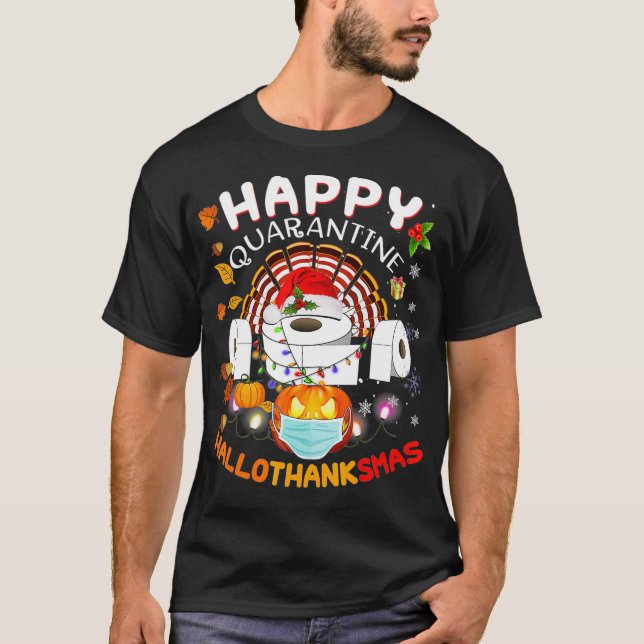 T-shirt Papier toilette Halloween Joyeux Noël Joyeux Thank (Devant)