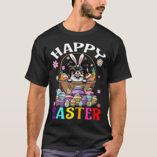 T-shirt Papillion Dog Happy Easter Bunny Eggs