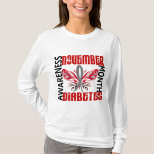 T-shirt Papillon 3,4 de mois de conscience de diabète