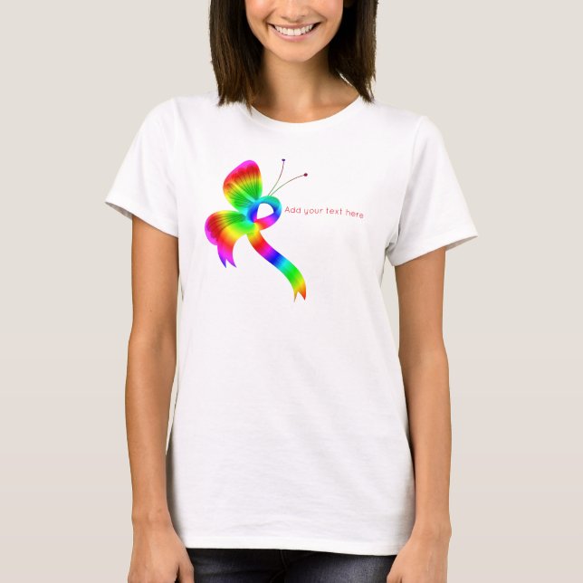 T-shirt papillon à arc-en-ciel (Devant)