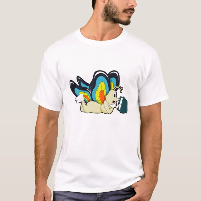 T-shirt Papillon à la lecture avec livre (Devant)