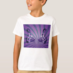 T-shirt Papillon Abstrait Violet avec des Ailes Radieuses