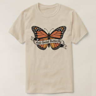 T-shirt Papillon Antisocial & Autocollants – Introverti Sa