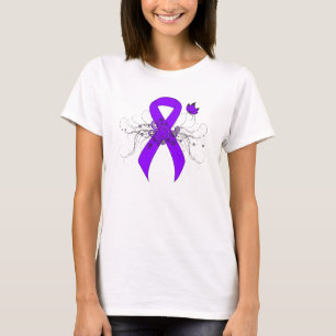 T-shirt Papillon au ruban violet, lymphome de Hodgkin