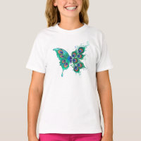 Papillon aux plumes de paon vert