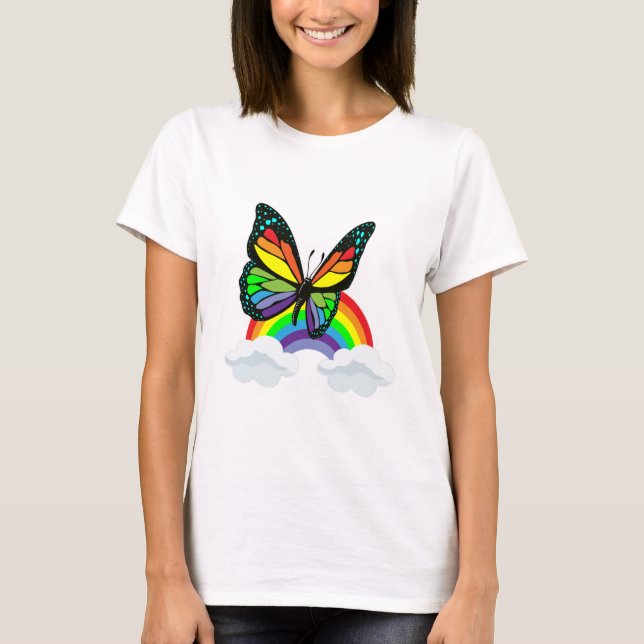 T-shirt Papillon avec arc-en-ciel (Devant)