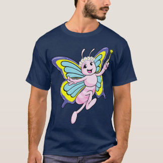 T-shirt Papillon avec baguette magique et couronne de fleu