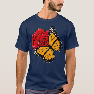 T-shirt Papillon avec Rose