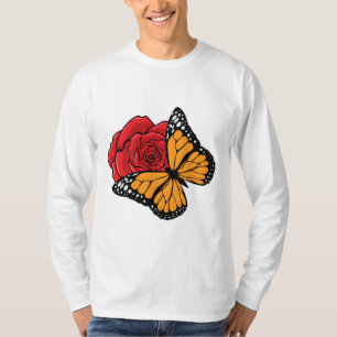T-shirt Papillon avec Rose