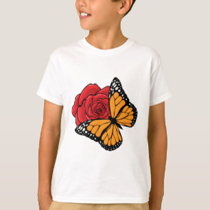 T-shirt Papillon avec Rose