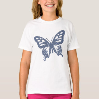 T-shirt Papillon bleu Art minimal de la nature par Papil