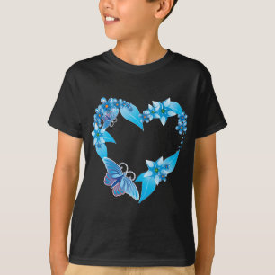 T-shirt Papillon bleu coeur floral