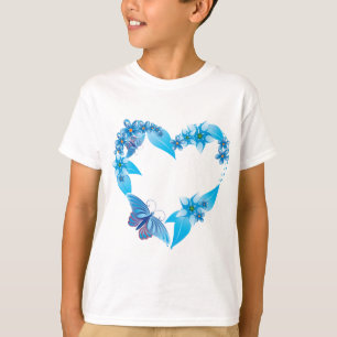 T-shirt Papillon bleu coeur floral