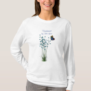 T-shirt Papillon bleu et Fleurs avec citation