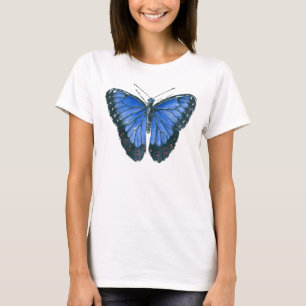 T-shirt Papillon bleu Morpho aquarelle peinture