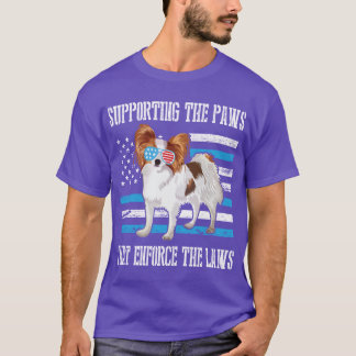 T-shirt Papillon Chien avec lunettes de drapeau Cool US