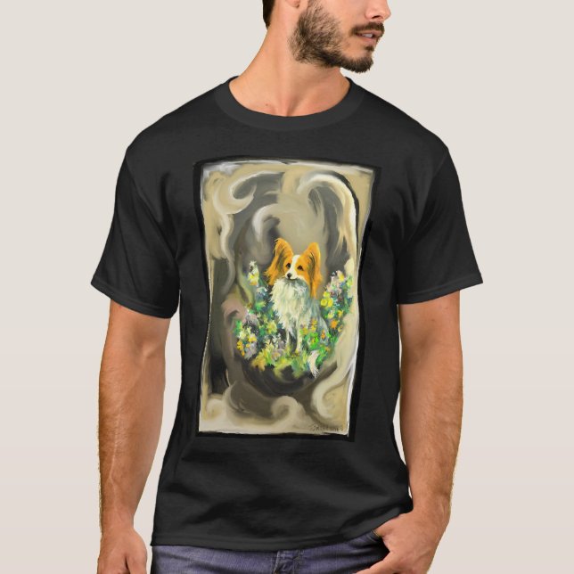 T-shirt Papillon~chien~fleurs~~amour~ (Devant)