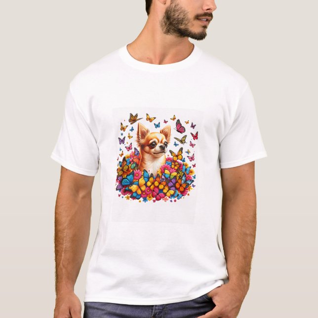 T-shirt Papillon coloré Chihuahua (Devant)