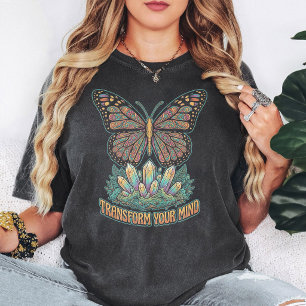 T-shirt Papillon Cristal Boho "Transformez Votre Esprit"